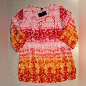 NWT Portacruz Dress Swim Cover Up Medium M Hot Pink Orange Neon